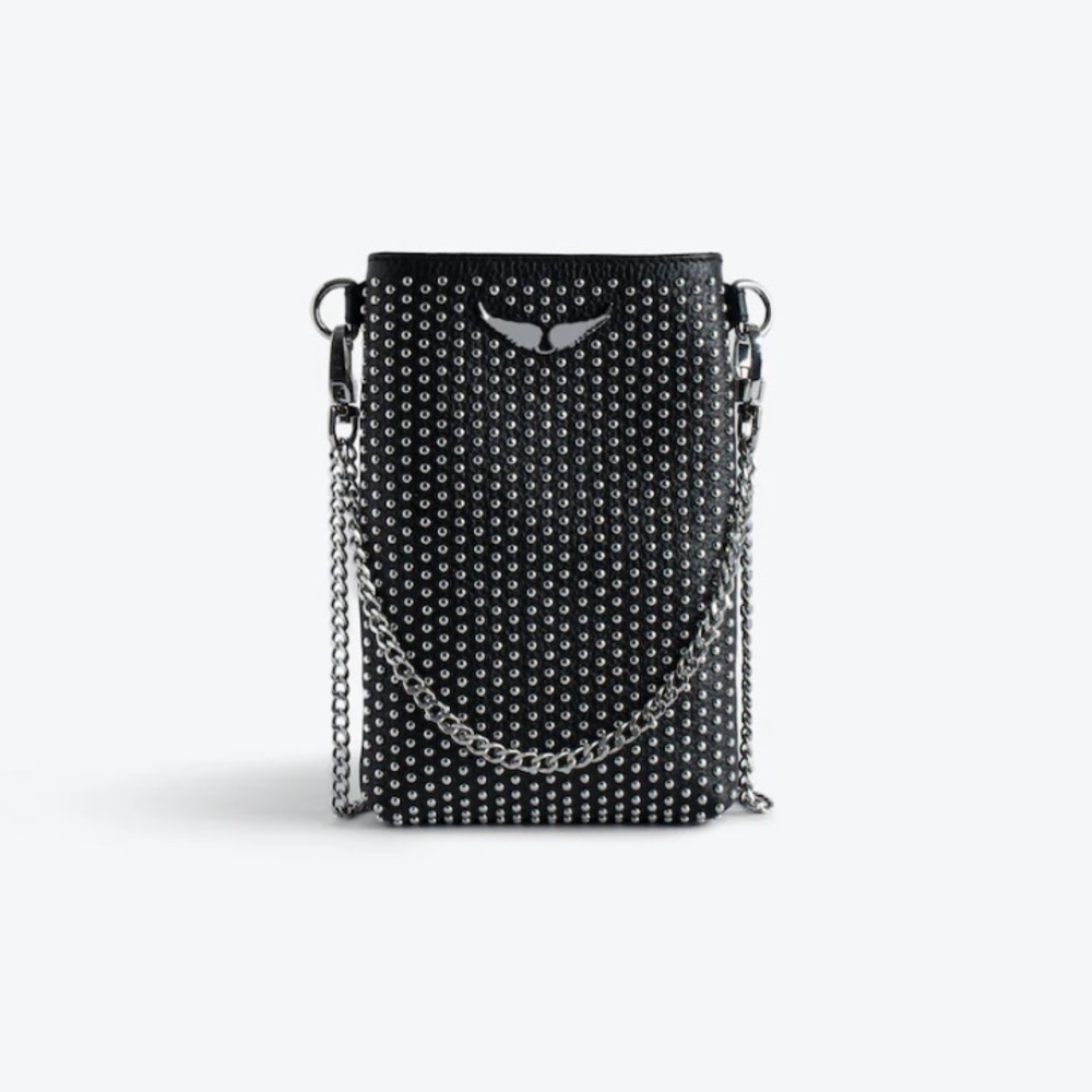 NEW - ZADIG & VOLTAIRE - Phone Pouch Plumetis black